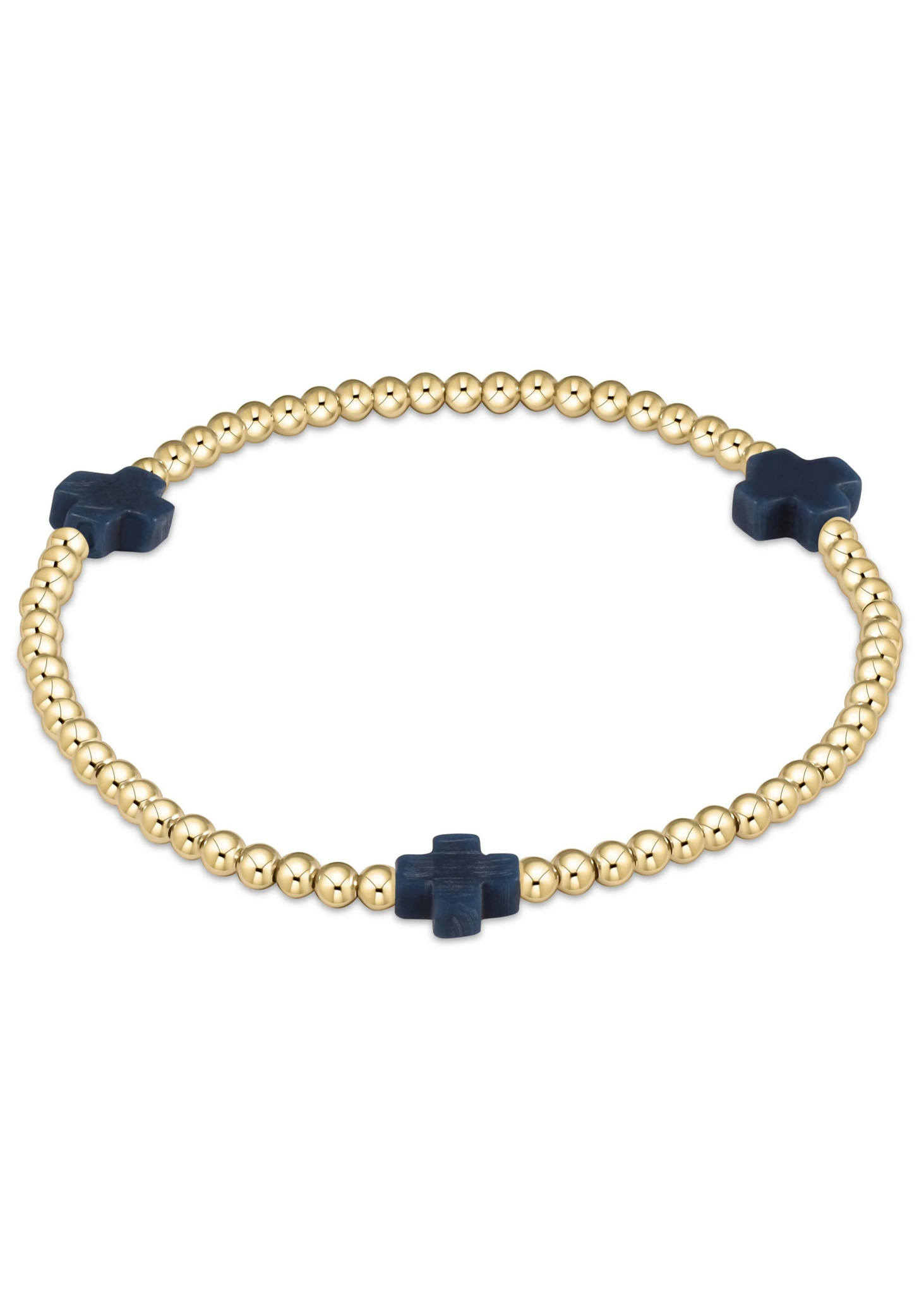 egirl Signature Cross Gold Pattern 3mm Bead Bracelet - Navy
