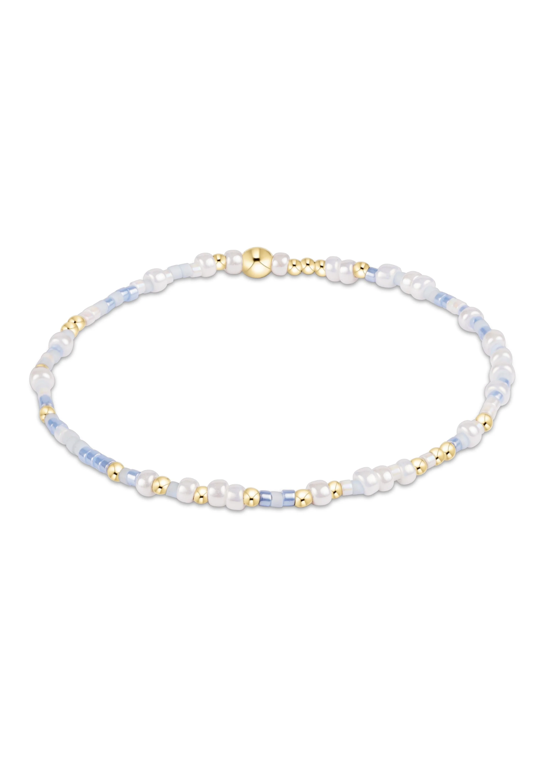 Blue, white, and gold beaded bracelet