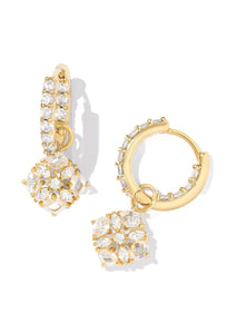 Dira Crystal Huggie Earrings - Gold/White Crystal