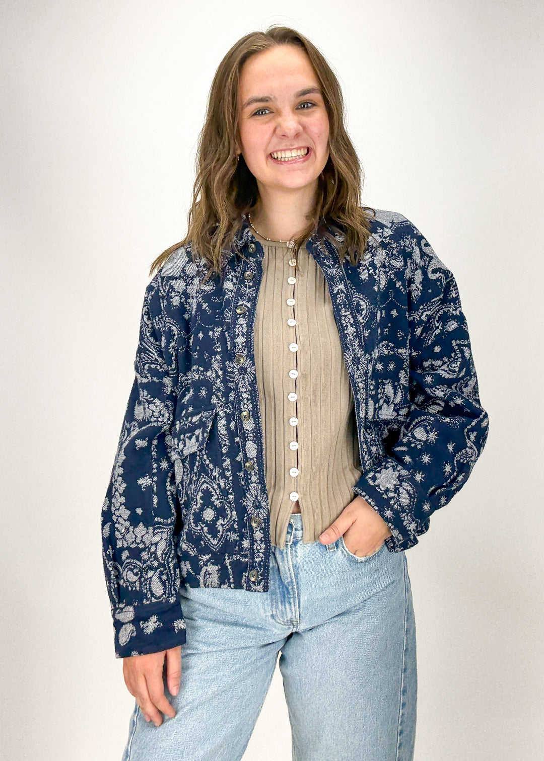 Free People Bandana Jacquard Shirt