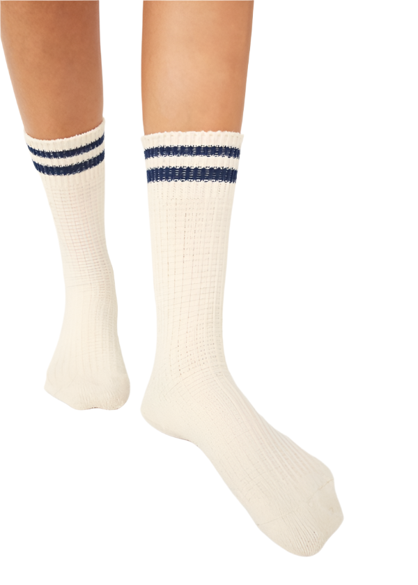 Free People Jackson Cozy Stripe Socks - Classic Navy