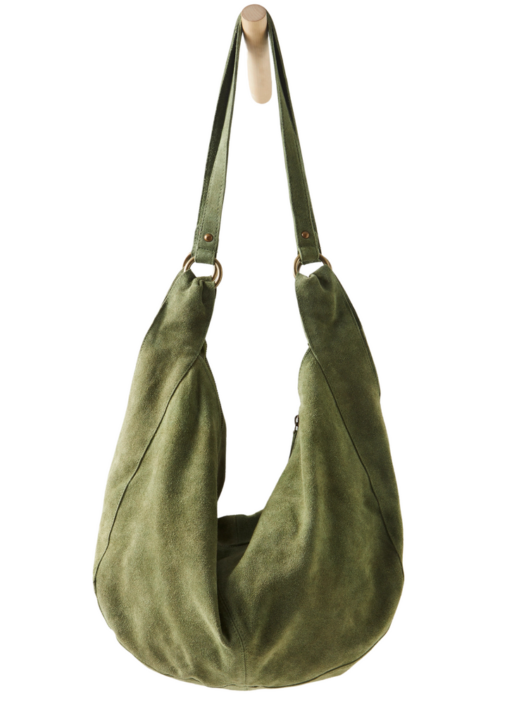 Free People Roma Suede Tote - Olive Moss