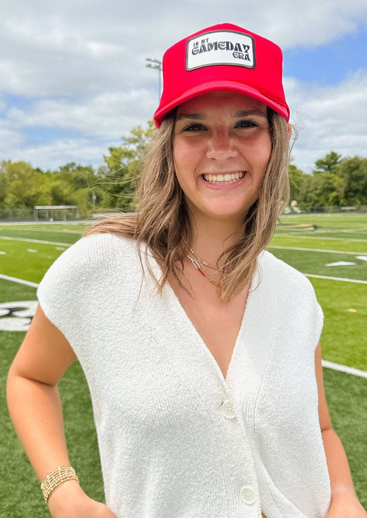 In My Game Day Era Embroidered Patch Trucker Hat - Red