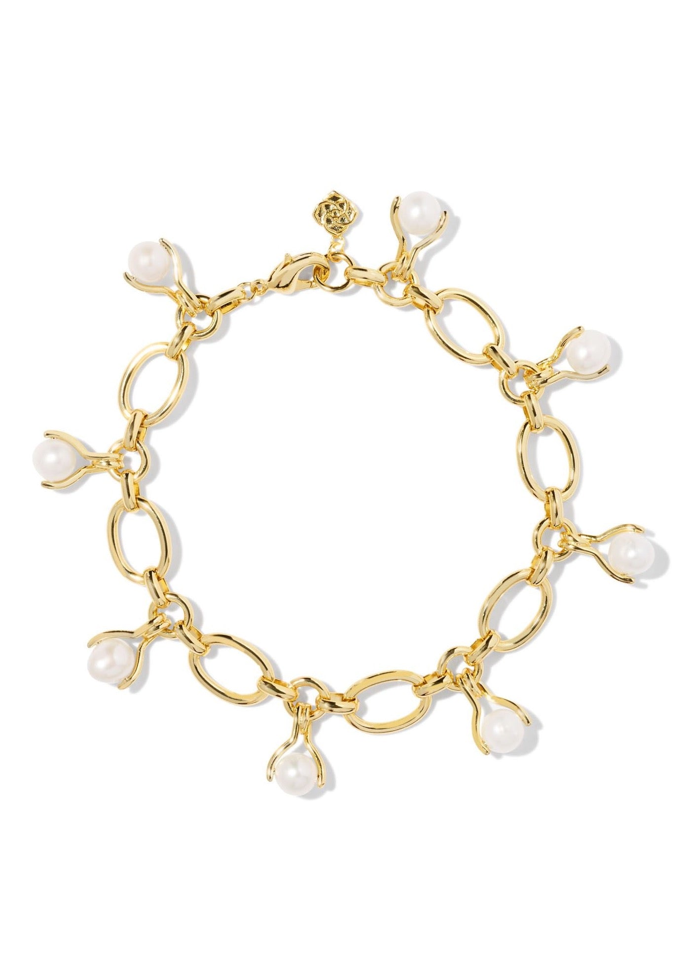 Ashton Pearl Chain Bracelet - Gold/White Pearl