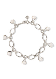 Ashton Pearl Chain Bracelet - Rhodium/White Pearl