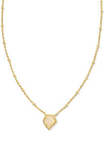 Framed Tess Satellite Short Pendant Necklace - Gold/Iridescent Drusy