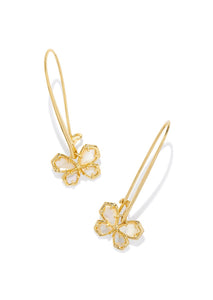 Mae Butterfly Wire Drop Earrings - Gold/Golden Abalone