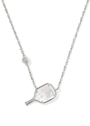 Kendra Scott Pickleball Short Pendant Necklace - Rhodium/Ivory Mother of Pearl
