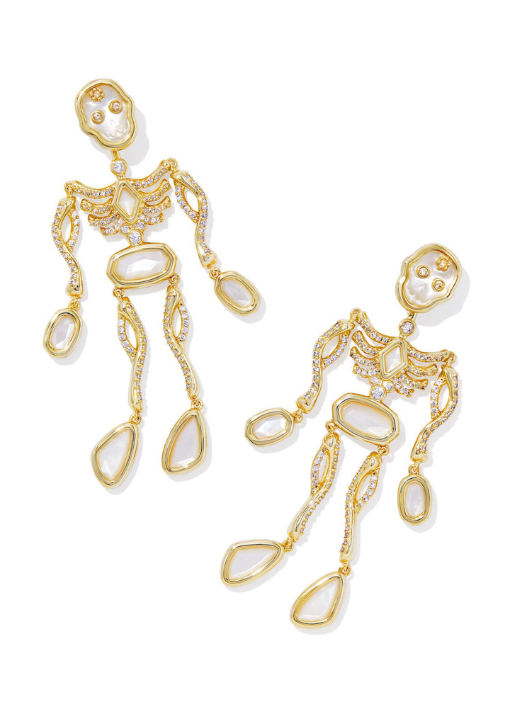 Kendra Scott Skeleton Statement Earrings - Gold/Ivory Mother of Pearl