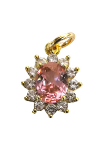 Gemstone Charm - Gold/Pink Tourmaline