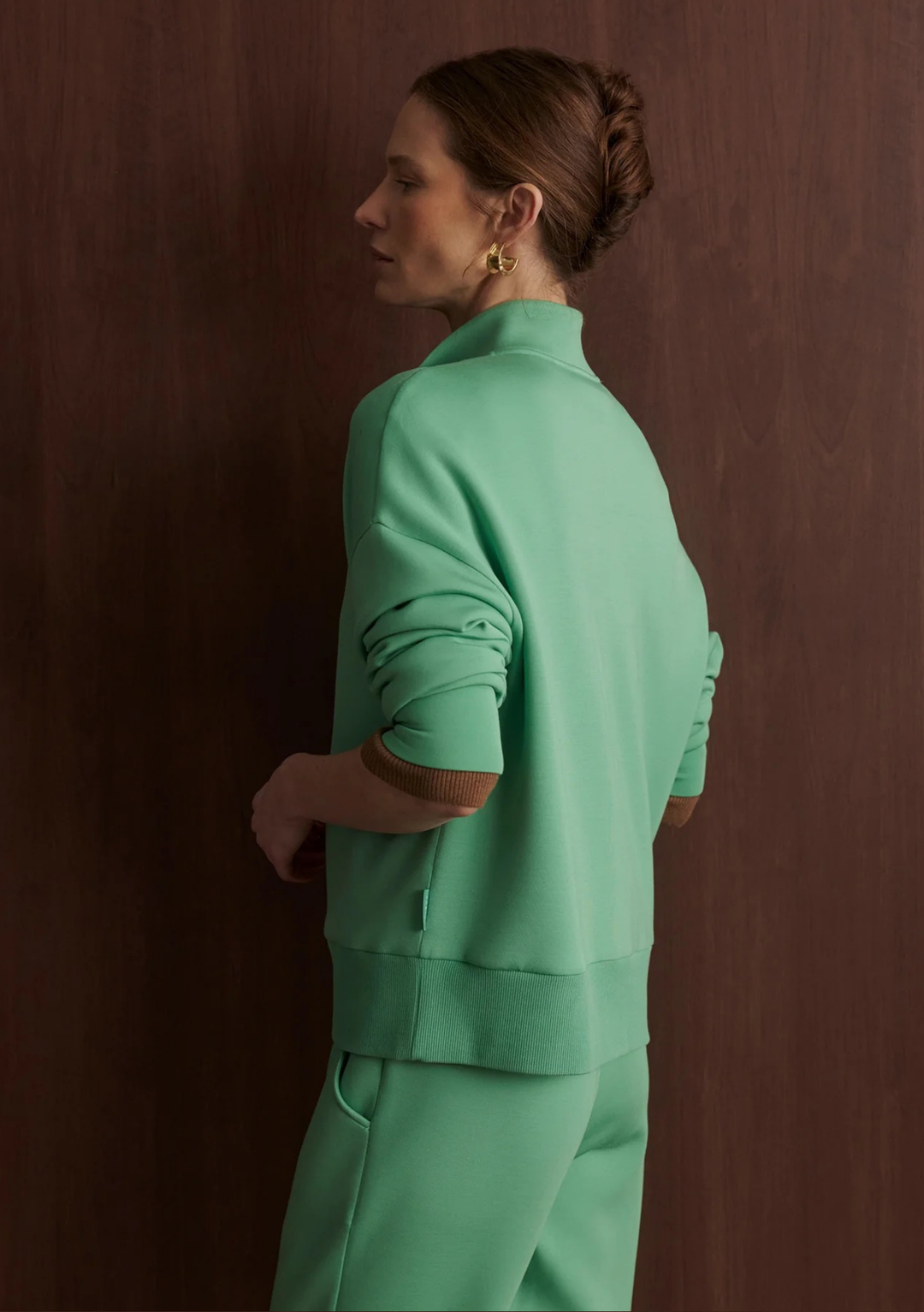 Varley Mavis Mock Neck Sweat - Green Spruce