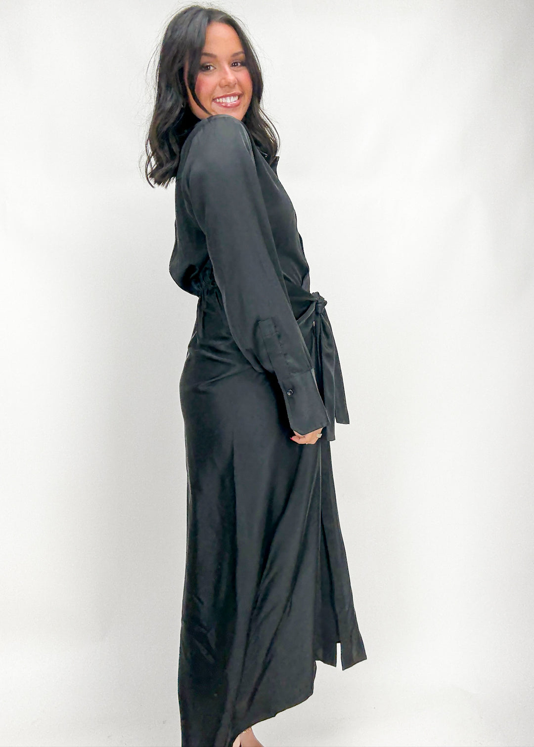 elan black maxi dress Elan Stretch Crepe Maxi Dress - Black