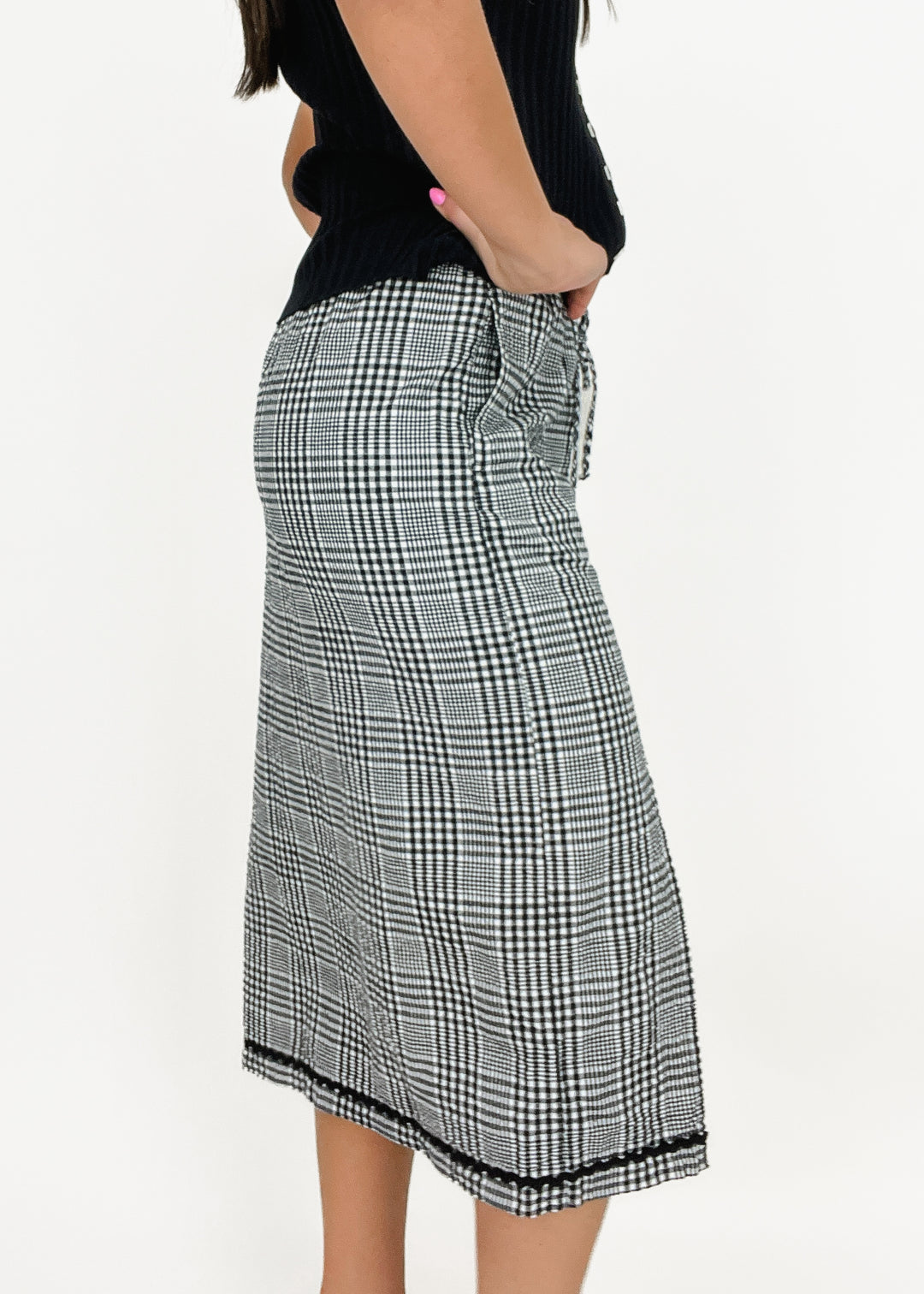 Free People Penelope Gingham Midi Skirt