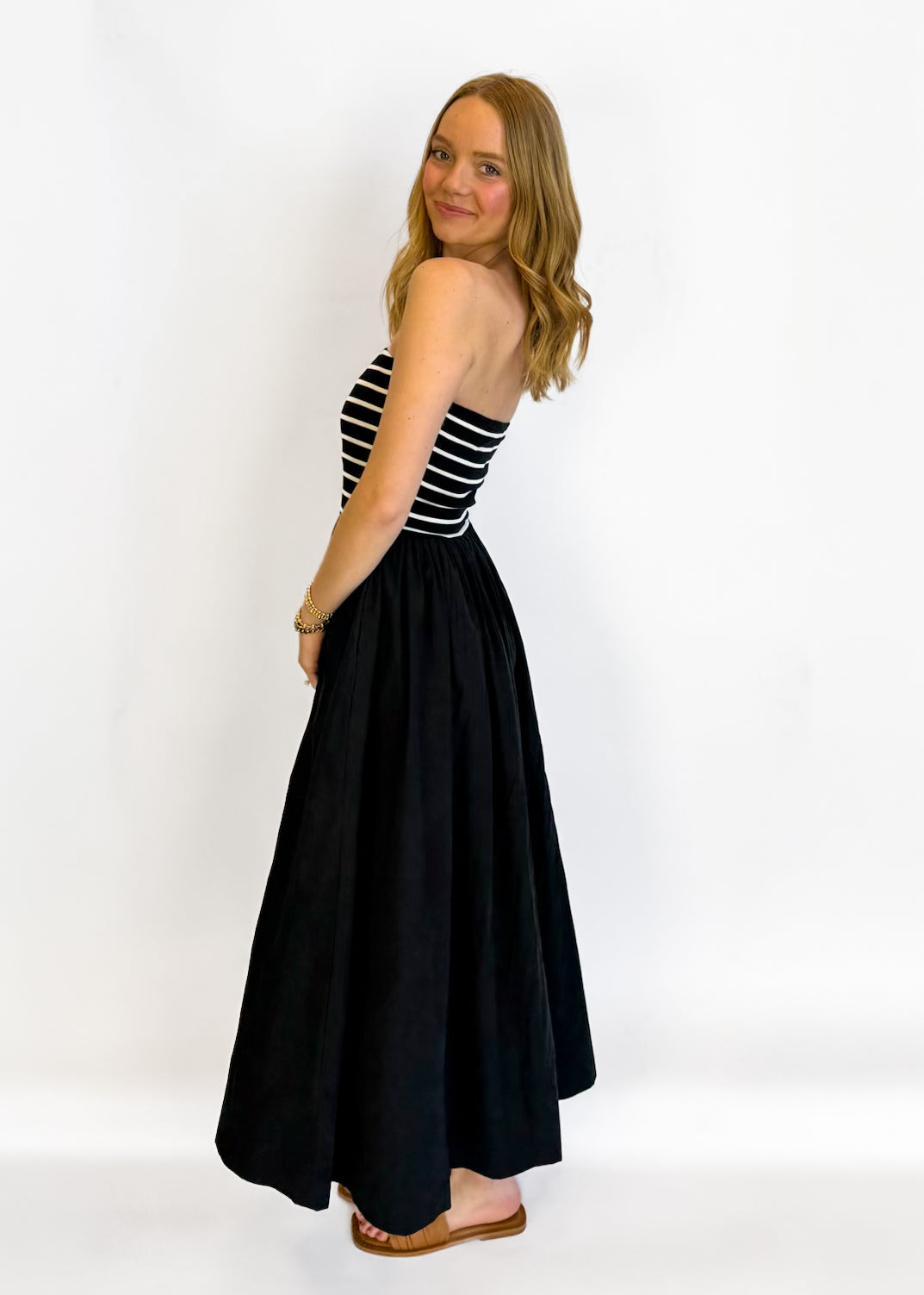 Jadyn Striped Strapless Dress