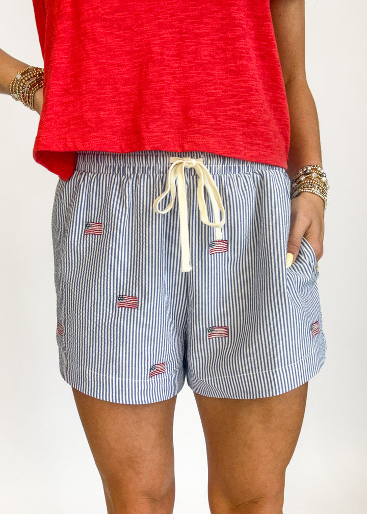 American Girl Striped Shorts -  Blue