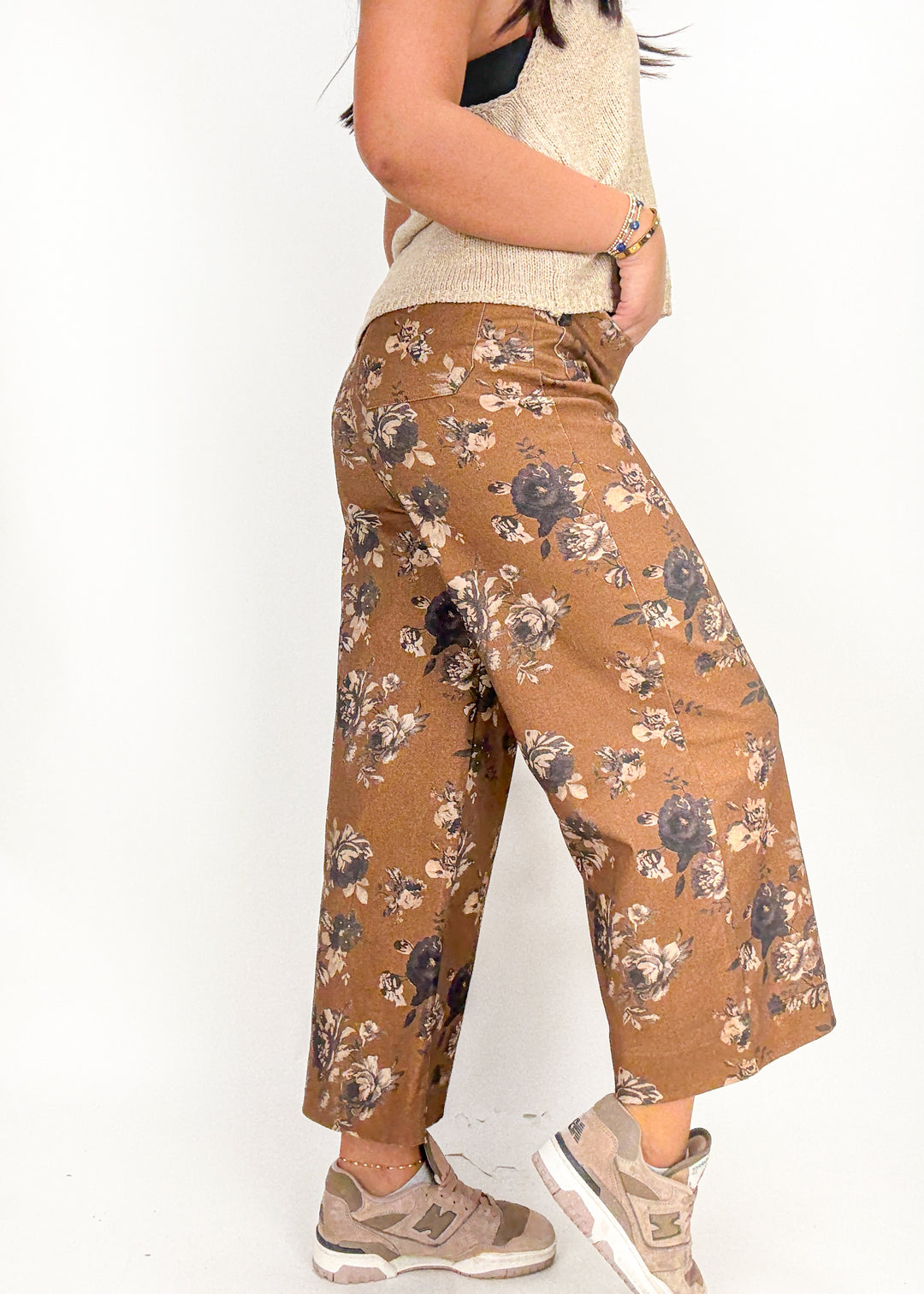 Jenna Wide Leg Pants - Caramel