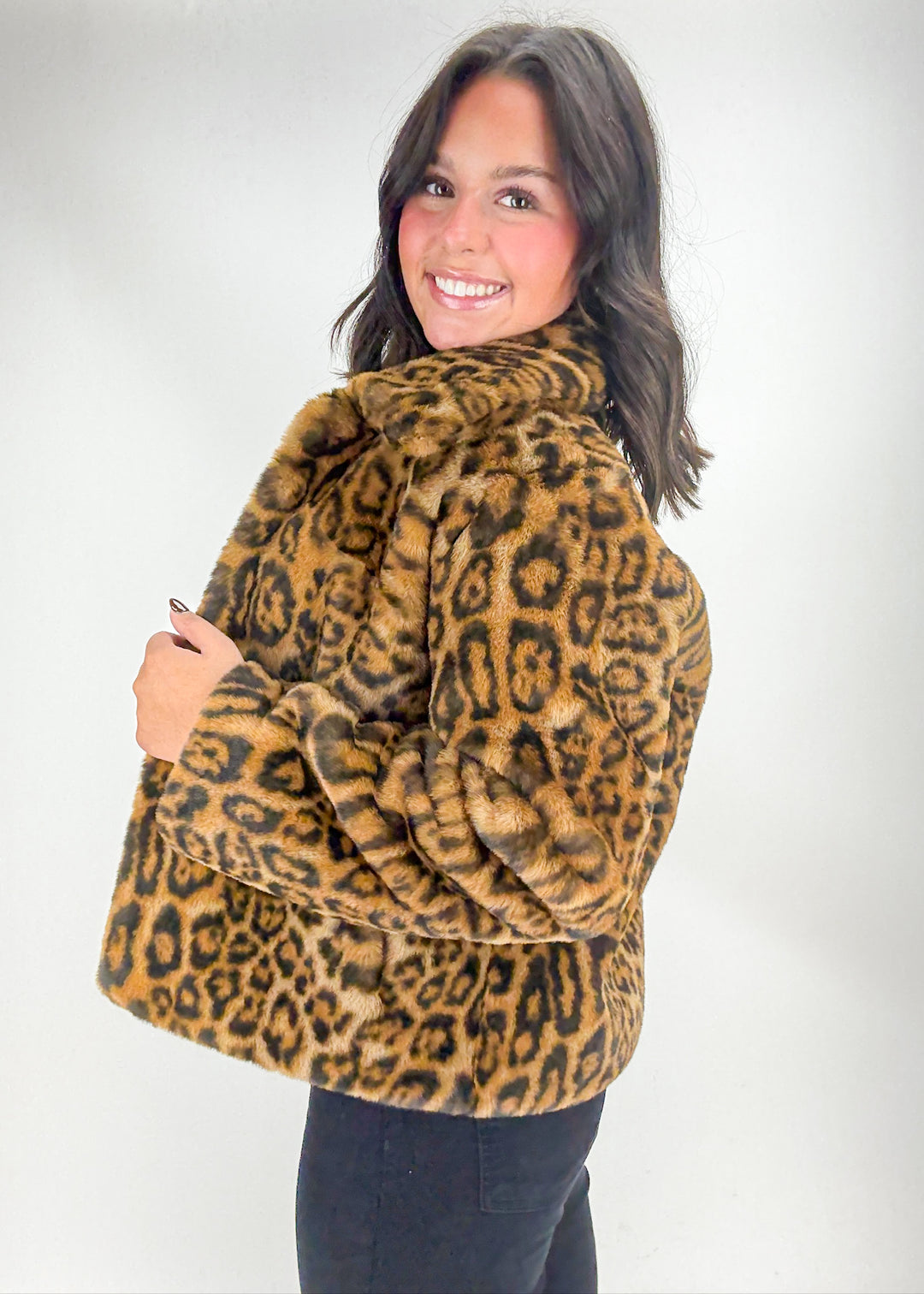 Dolce Cabo Anna Faux Fur Leopard Jacket