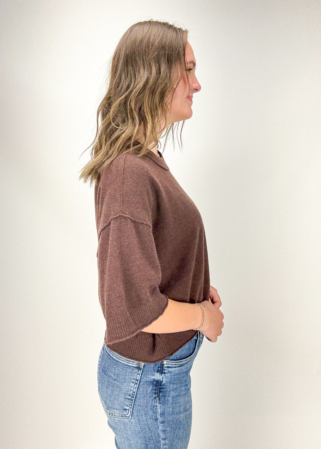Ava Sweater Top - Brown