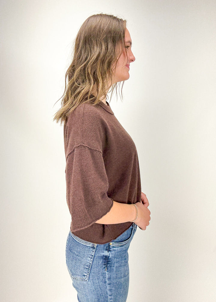 Ava Sweater Top - Brown