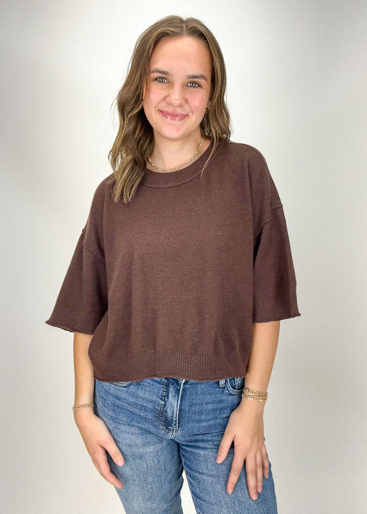 Ava Sweater Top - Brown