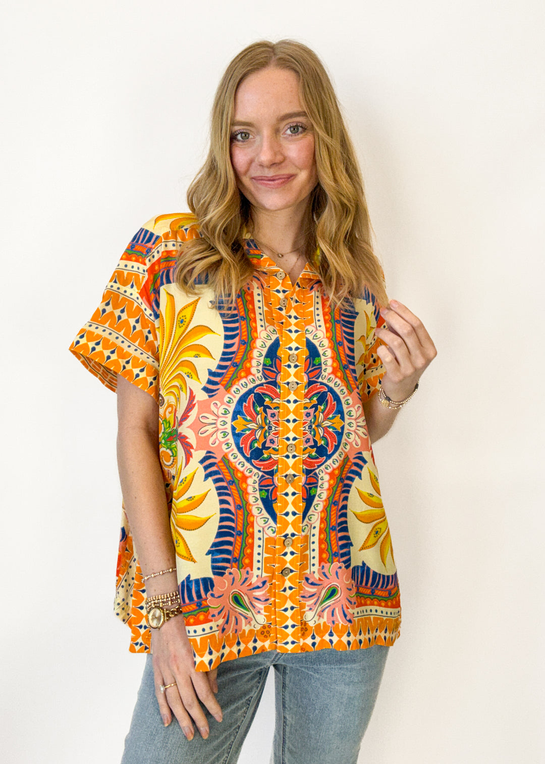 Freya Scarf Print Top