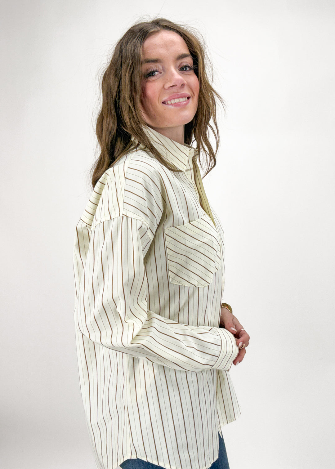 Margie Striped Button Down - Yellow