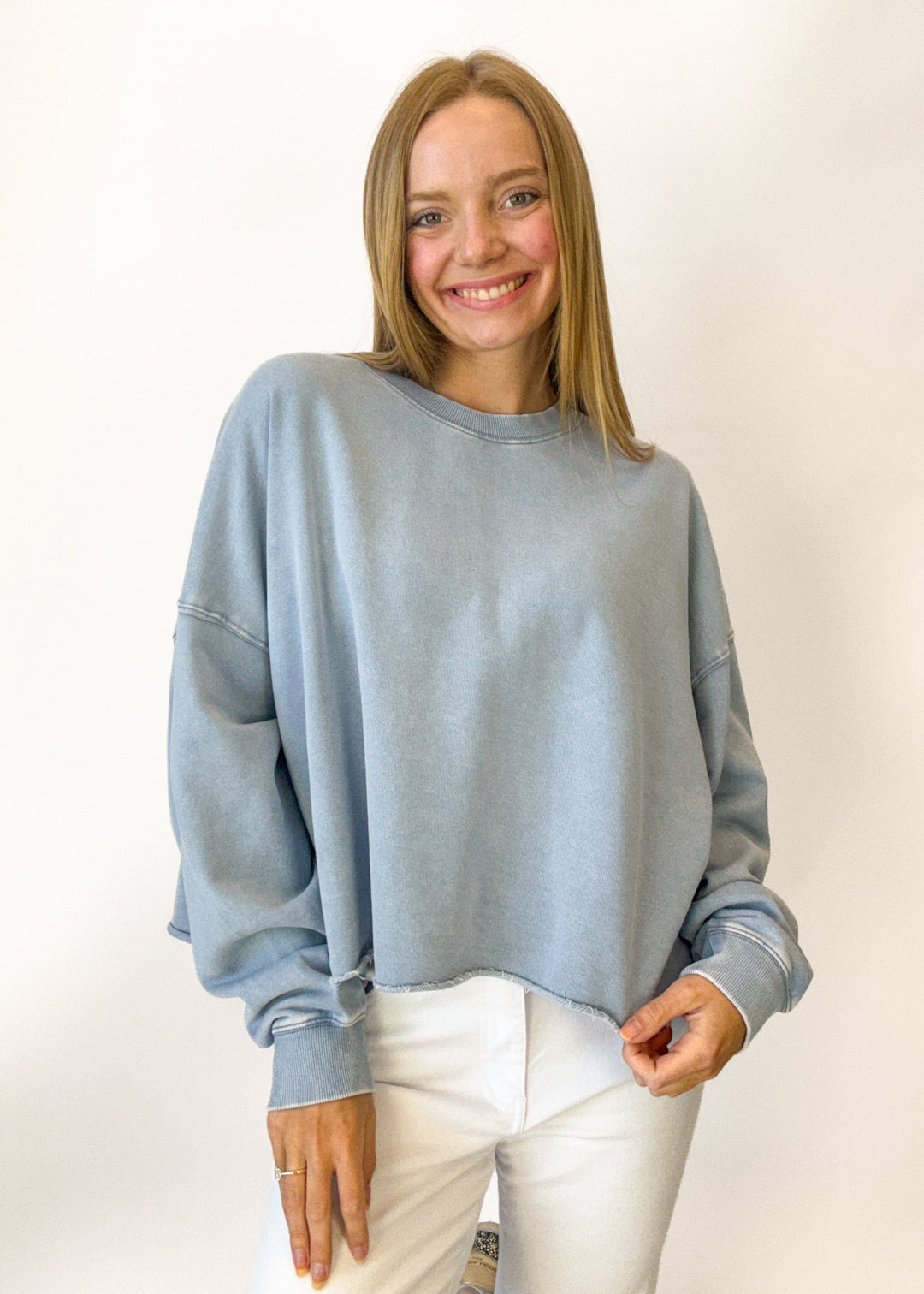 Audrey Knit Denim Sweatshirt