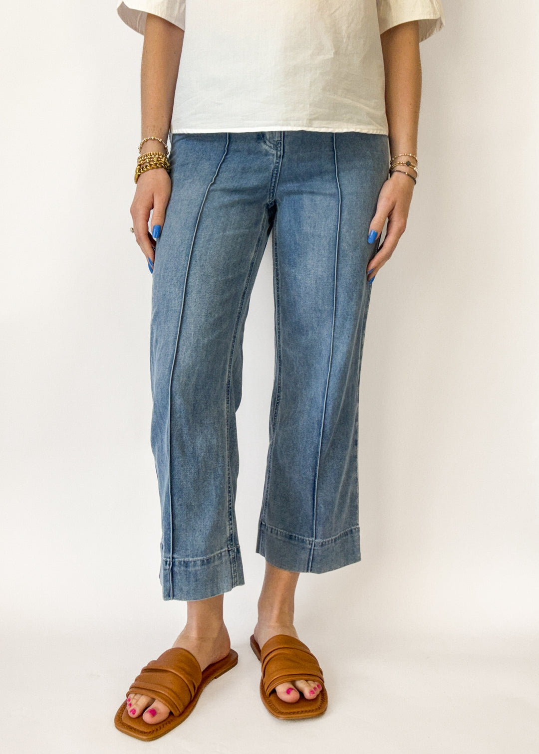 Nova Front Stitch Wide Leg Jeans