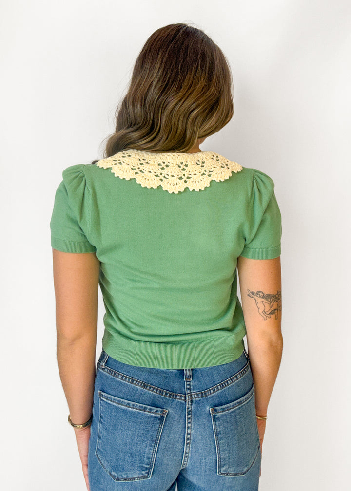 Isabella Crotchet Collar Knit Top