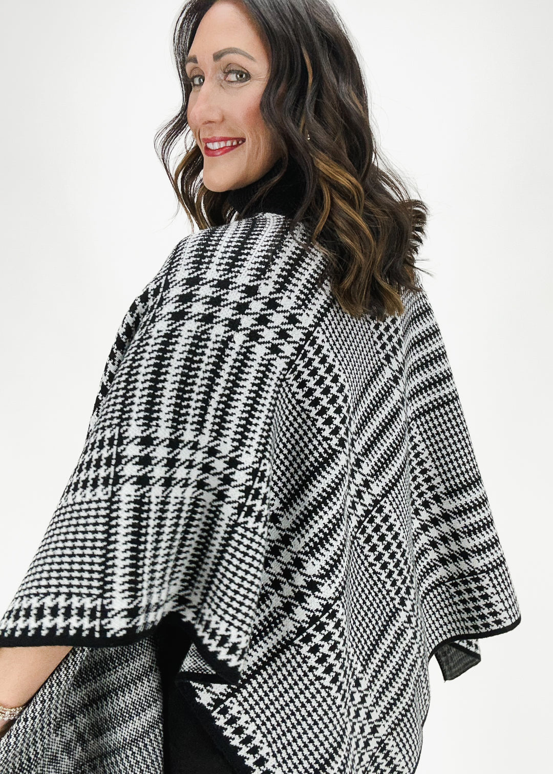 Mindy Checked Poncho