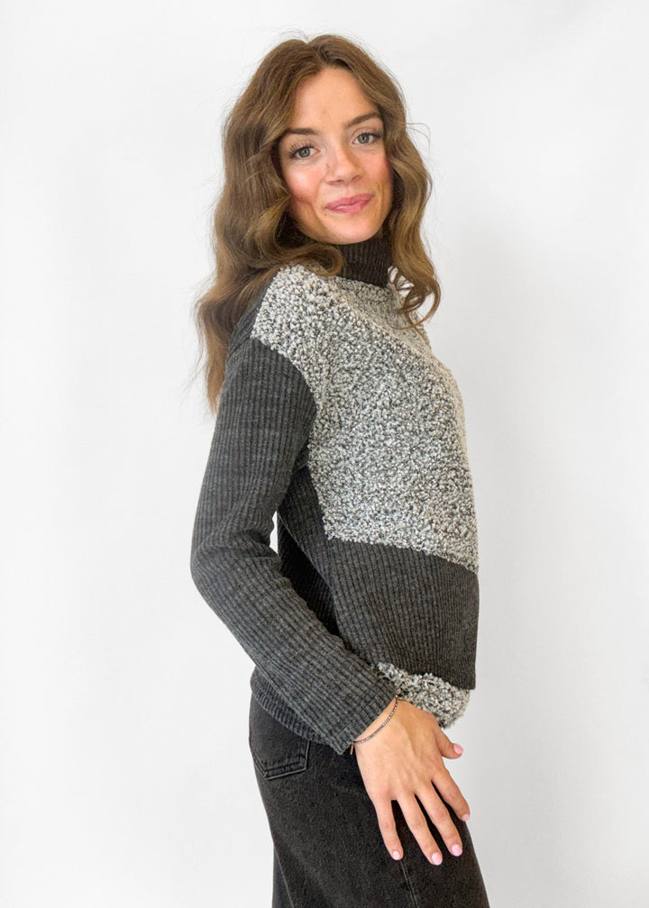 Maisy Mock Neck Sherpa Sweater