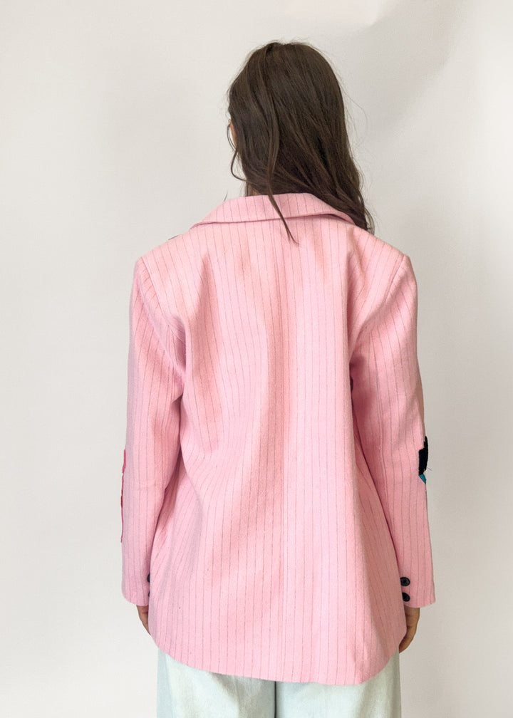 Jessica Pinstripe Patch Blazer - Pink