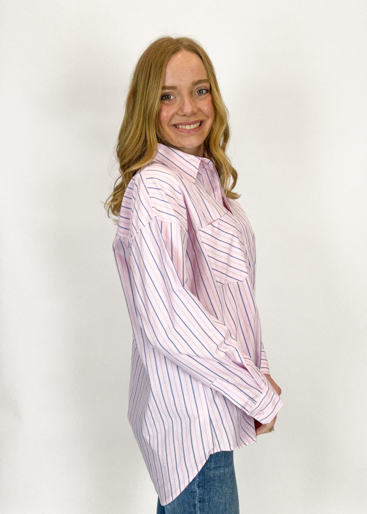 Margie Striped Button Down - Pink