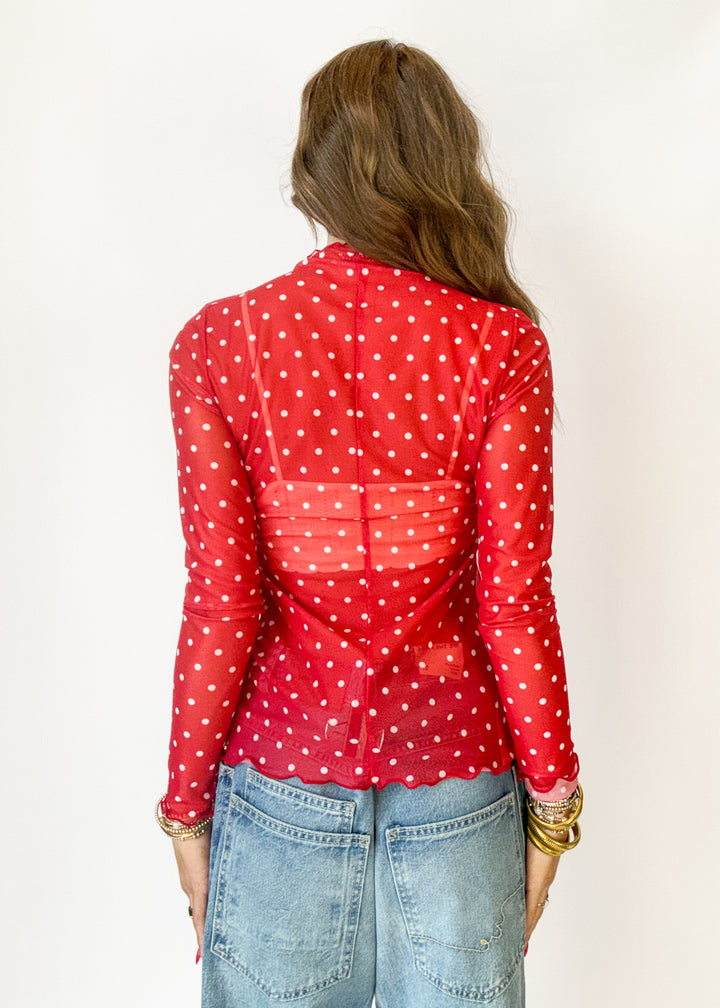 Evie Polka Dot Layering Top - Red