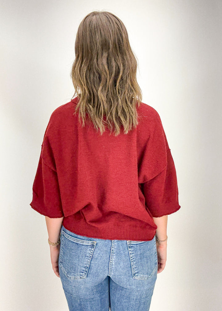 Ava Sweater Top - Garnet