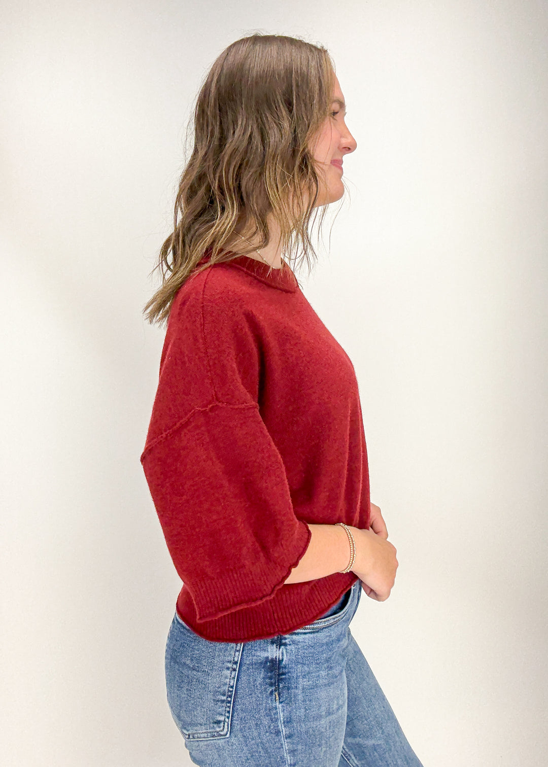 Ava Sweater Top - Garnet