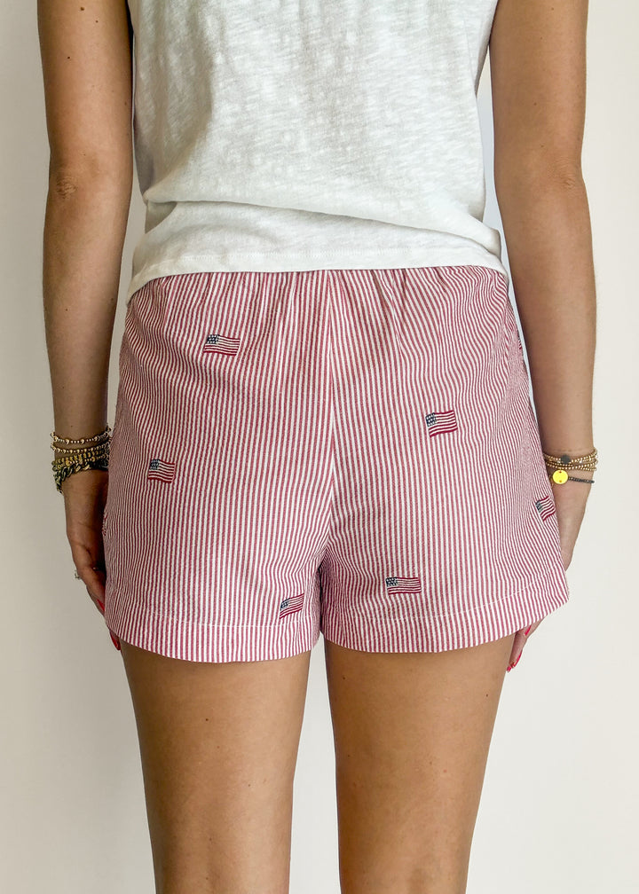 American Girl Striped Shorts - Red