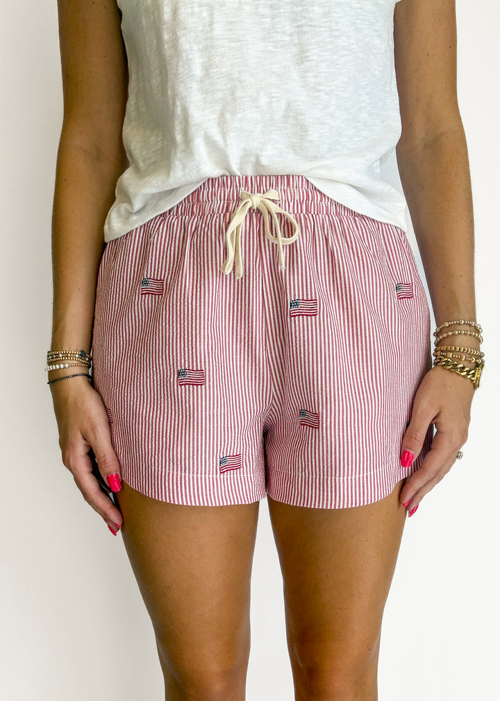 American Girl Striped Shorts - Red