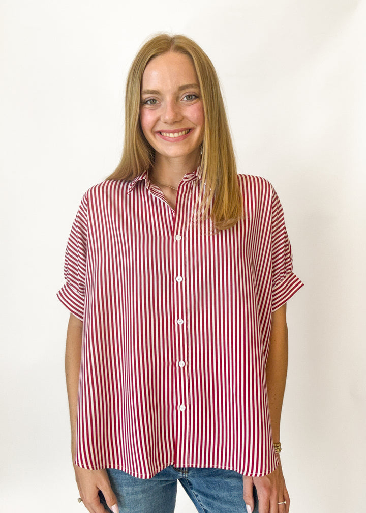 Emily Oversized Button Down - Red