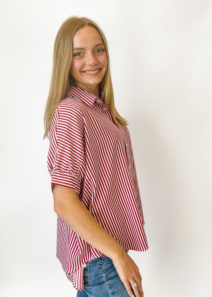 Emily Oversized Button Down - Red