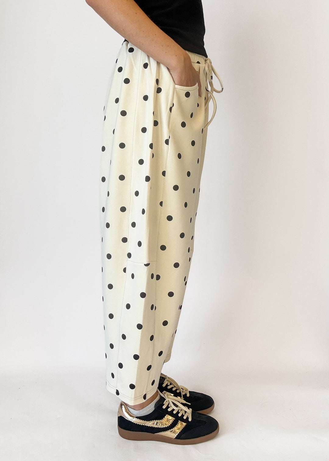 Shea Polka Dot Barrel Pants - Cream/Black