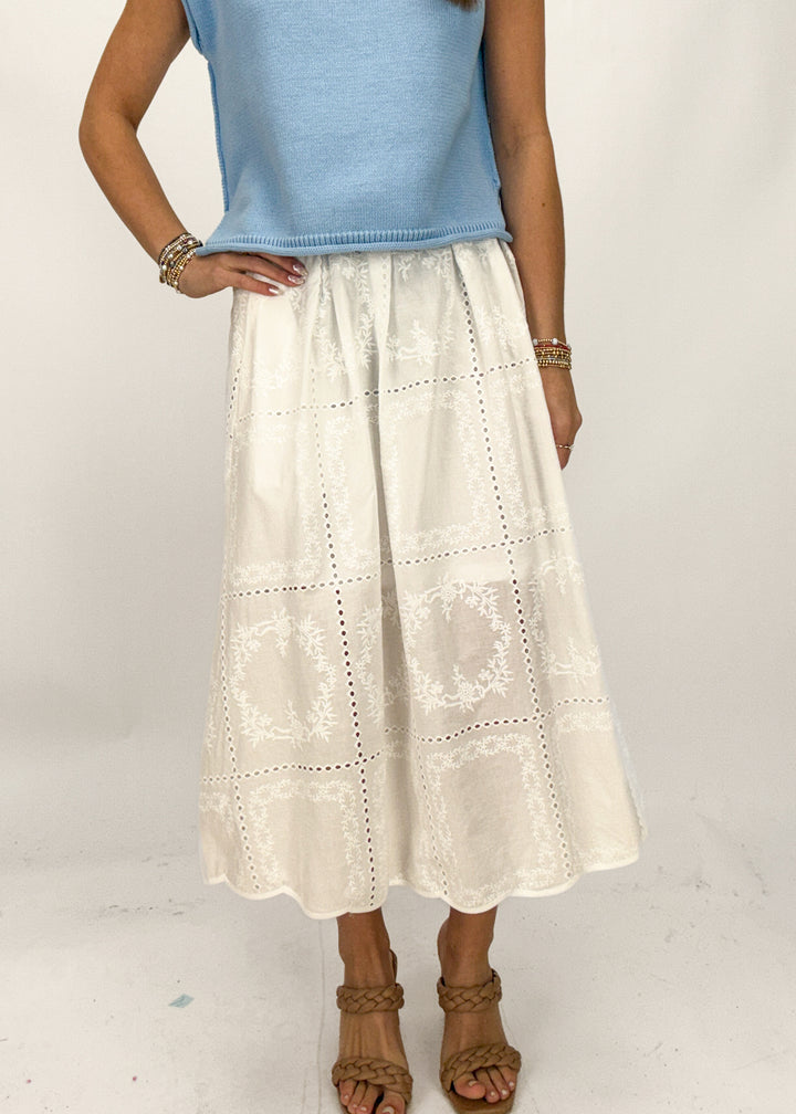 Eleanor Eyelet Midi Skirt
