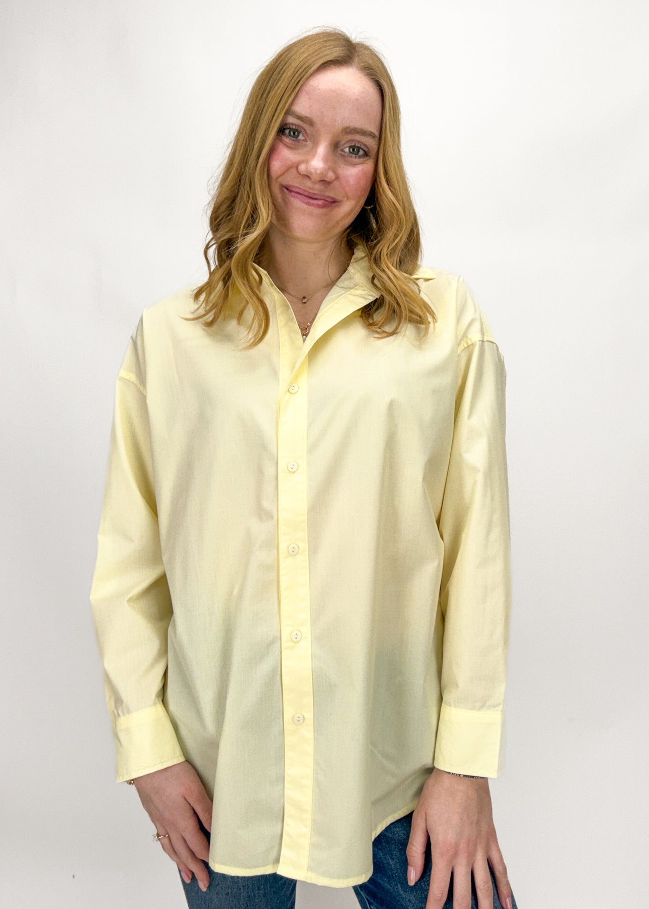 Women's Butter Yellow Oversized Button Down Butter / S