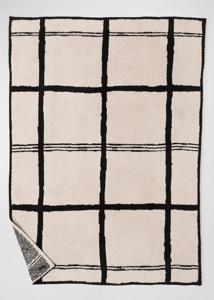 Barefoot Dreams Cozychic Grid Plaid Throw in Stone/Black