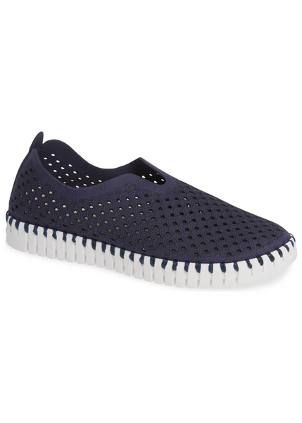 Tulip Perforated Slip-On Flats in Navy