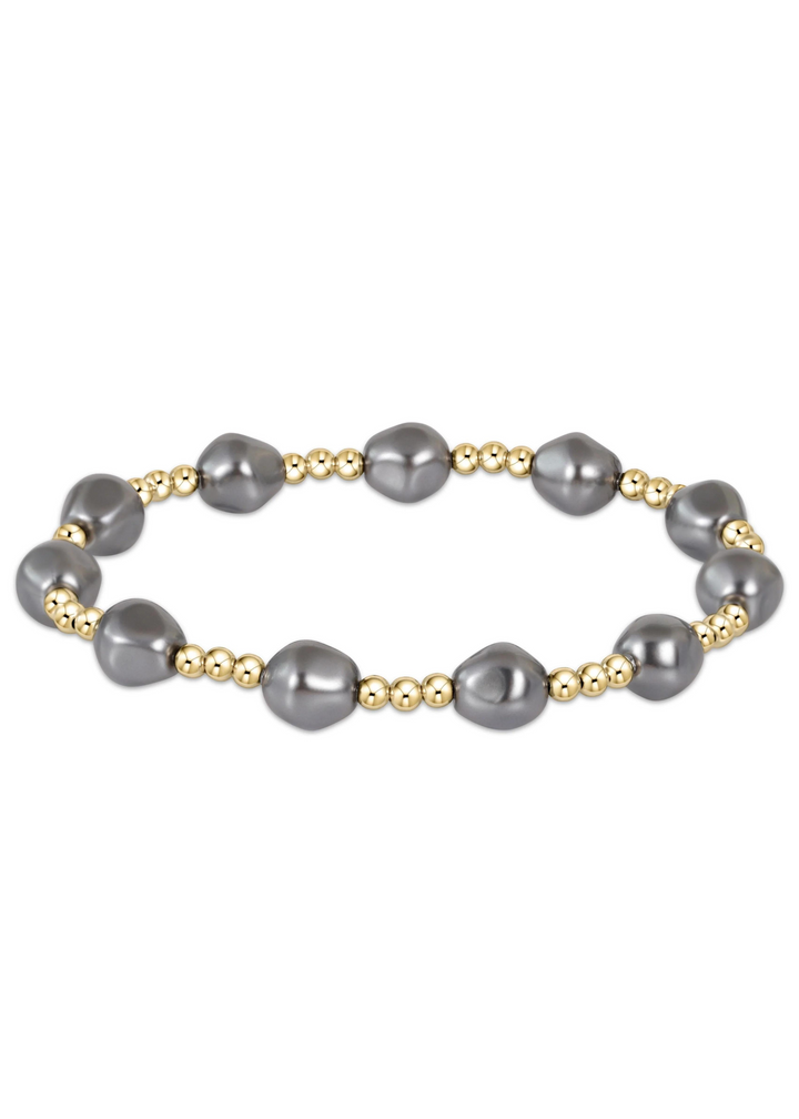 Admire Gold 3mm Bead Bracelet - Pearl/Dark Grey (enewton extends)