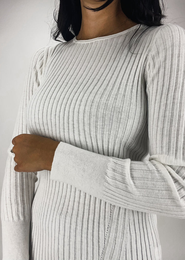 Rib Crew Neck Top-Ivory