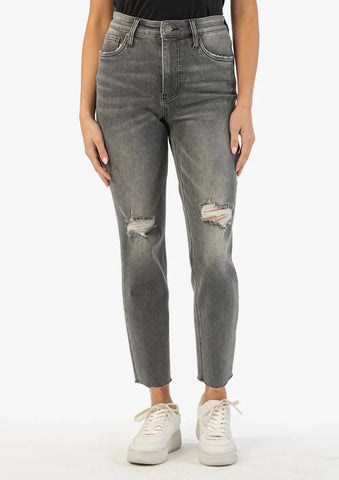Kut from the Kloth Rachael High Rise Mom Jean with Raw Hem-Unreal Wash