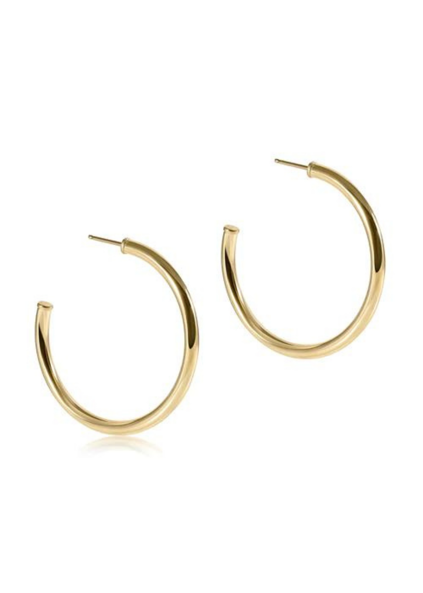 Round Gold 1.5" Post Hoop 3mm-Smooth