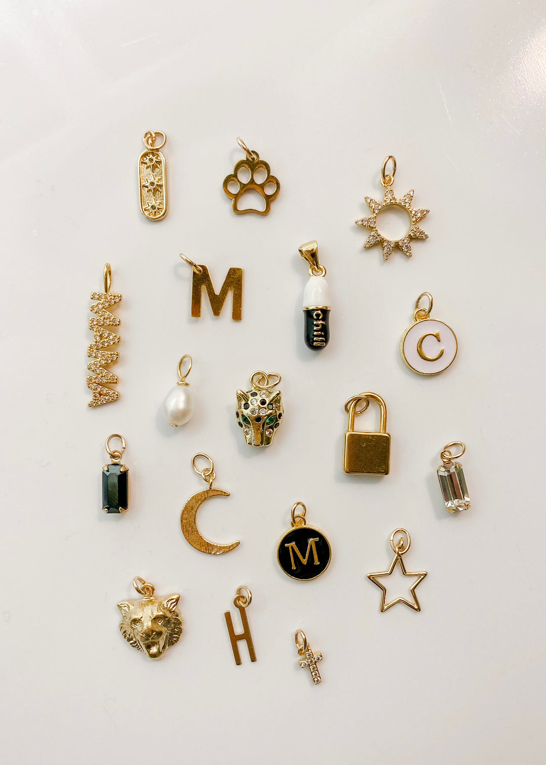 Enamel Letter Charms-Black